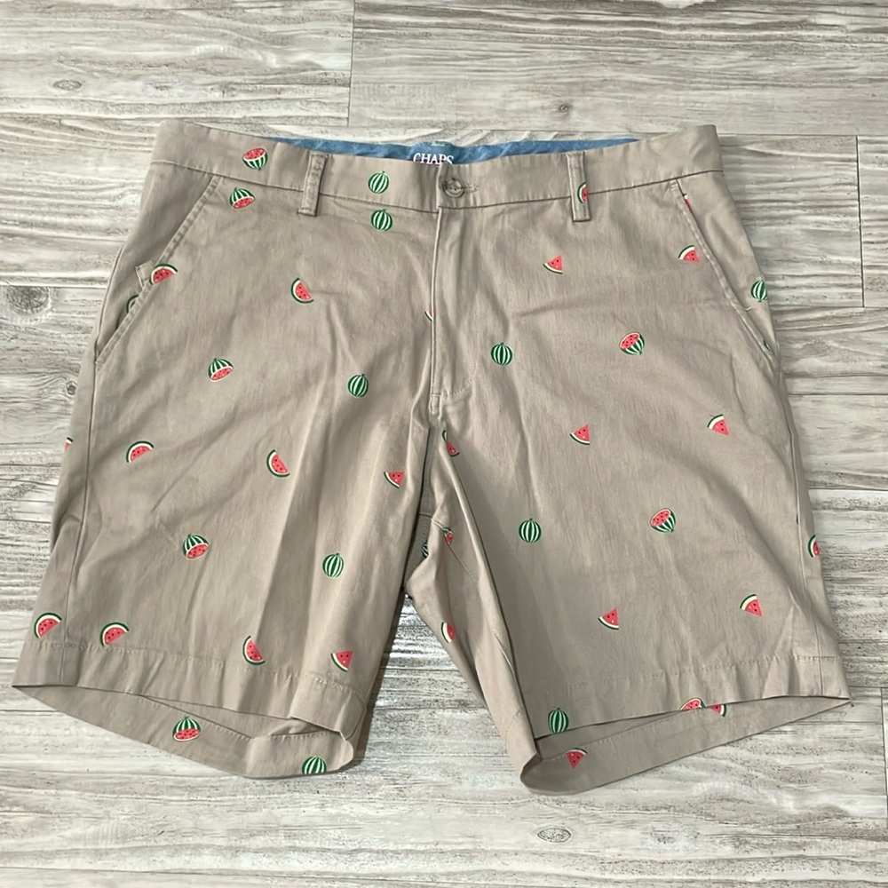 CHAPS KHAKI COASTAL WASH STRETCH MENS SHORTS SZ 36
